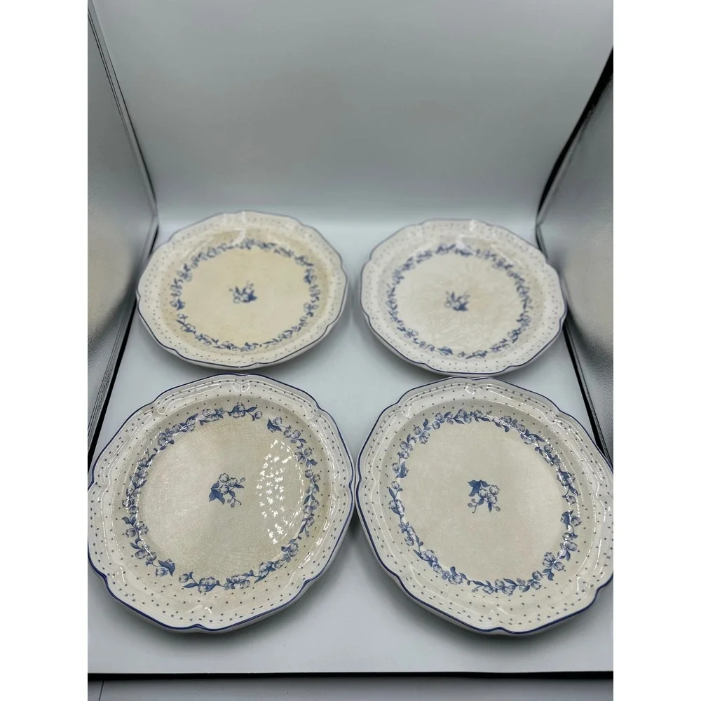 Stanhome Exclusive Rebecca Blue Floral Stoneware 14pc Plate Bowl Mug Set Korea